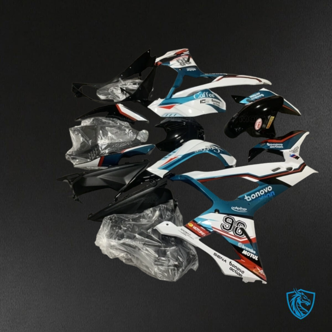 BMW S1000RR (2019-2020) White, Black, Blue & Red - Custom ABS Fairing Kit