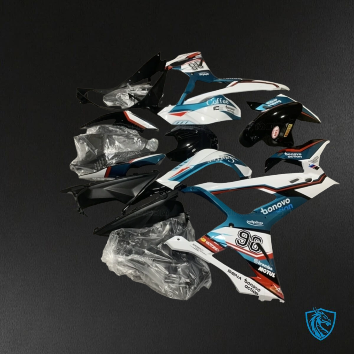 BMW S1000RR (2019-2020) White, Black, Blue & Red - Custom ABS Fairing Kit