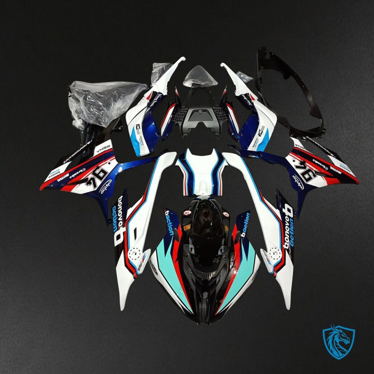 BMW S1000RR (2019-2020) White, Black, Blue & Red ABS Bodywork - Fairings Kit