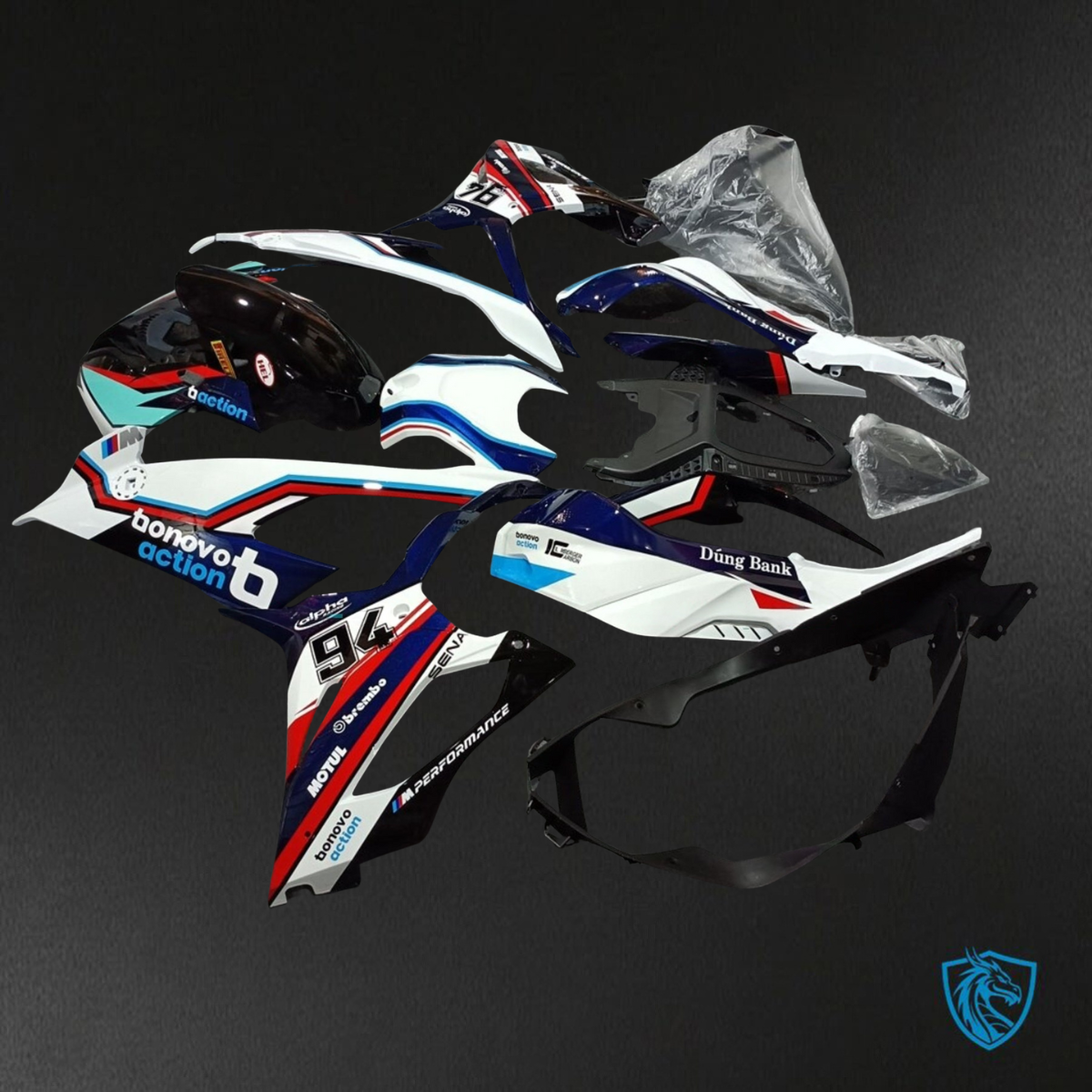 BMW S1000RR (2019-2020) White, Black, Blue & Red ABS Bodywork - Fairings Kit