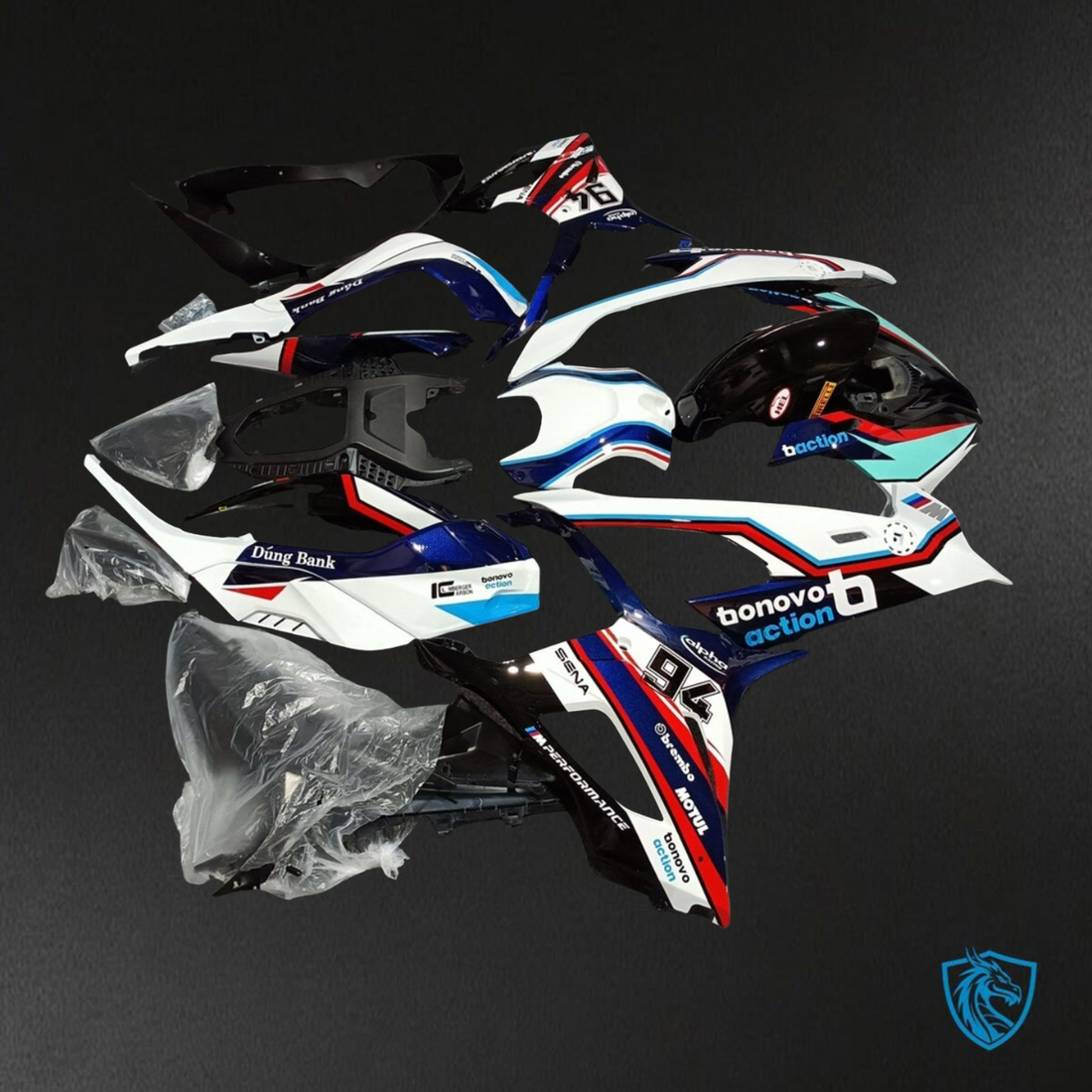 BMW S1000RR (2019-2020) White, Black, Blue & Red ABS Bodywork - Fairings Kit