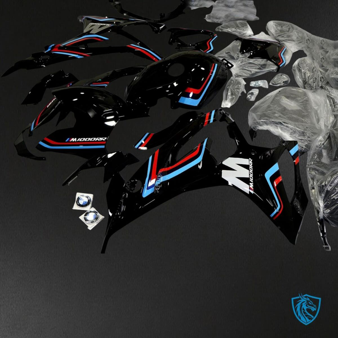 BMW S1000RR (2019-2020) Black, Blue & Red Strip - Replacement Motorcycle Fairings Kit