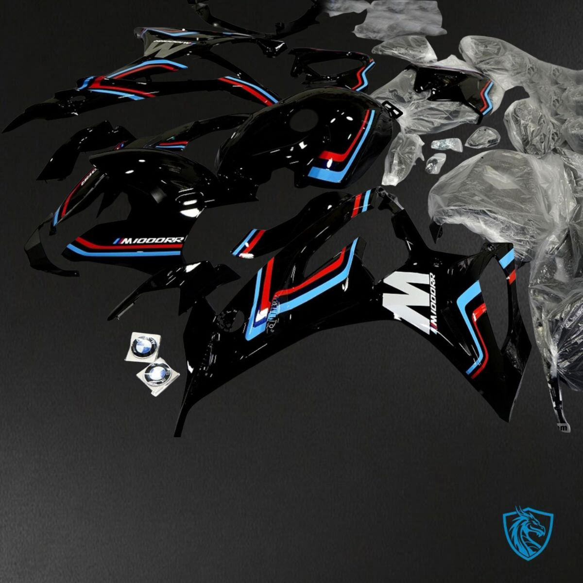 BMW S1000RR (2019-2020) Black, Blue & Red Strip - Replacement Motorcycle Fairings Kit