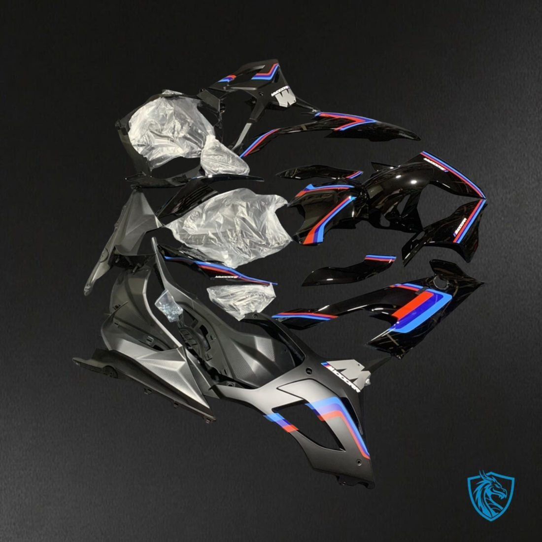 BMW S1000RR (2019-2020) Black, Blue & Red Fairings Kit - Aftermarket ABS Bodywork