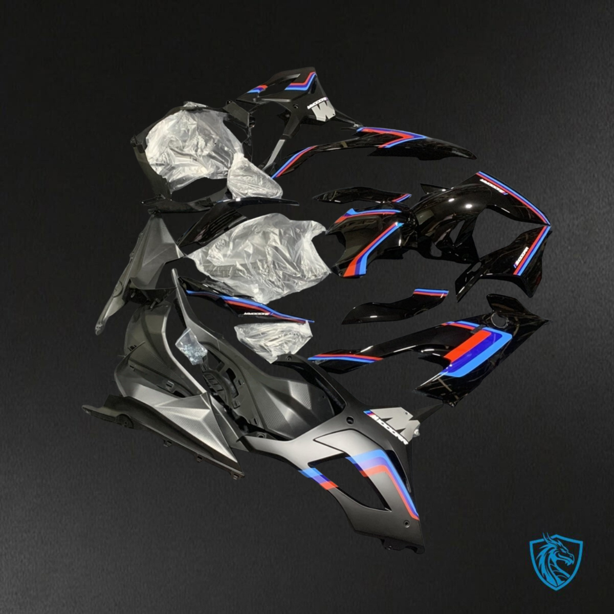 BMW S1000RR (2019-2020) Black, Blue & Red Fairings Kit - Aftermarket ABS Bodywork