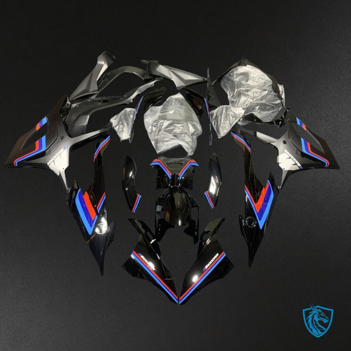 BMW S1000RR (2019-2020) Black, Blue & Red Fairings Kit - Aftermarket ABS Bodywork