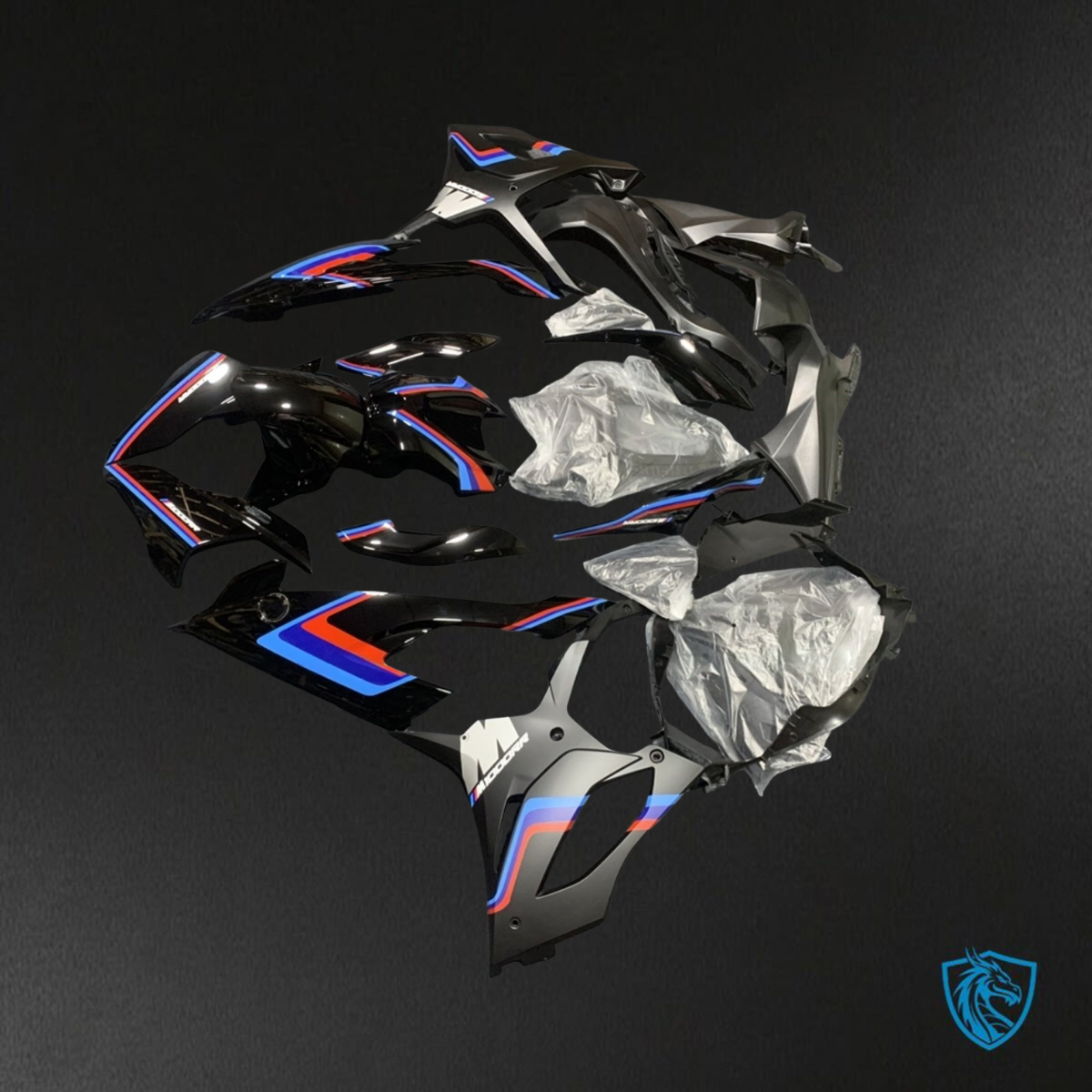 BMW S1000RR (2019-2020) Black, Blue & Red Fairings Kit - Aftermarket ABS Bodywork