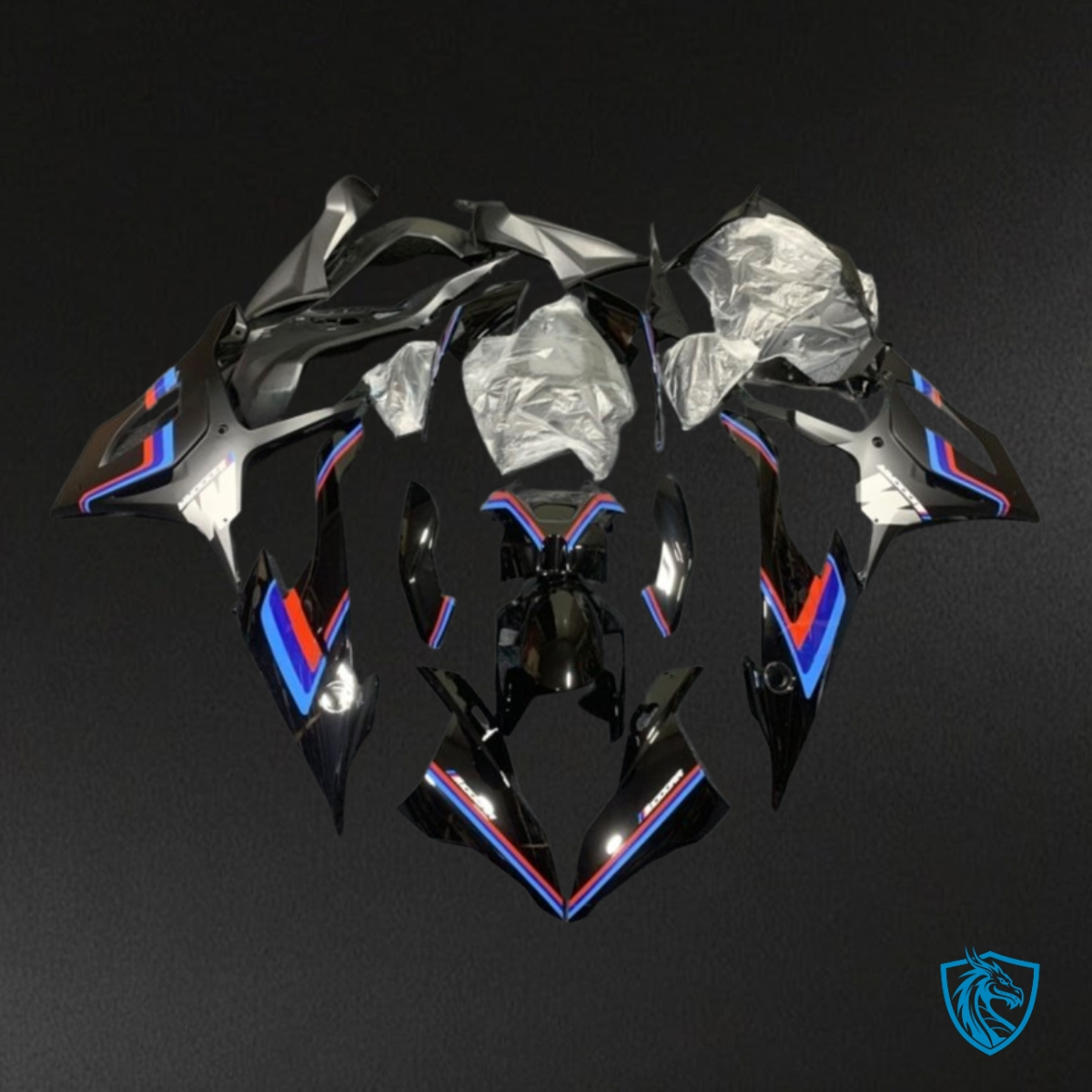 BMW S1000RR (2019-2020) Black, Blue & Red Fairing Kit - Aftermarket ABS Bodywork