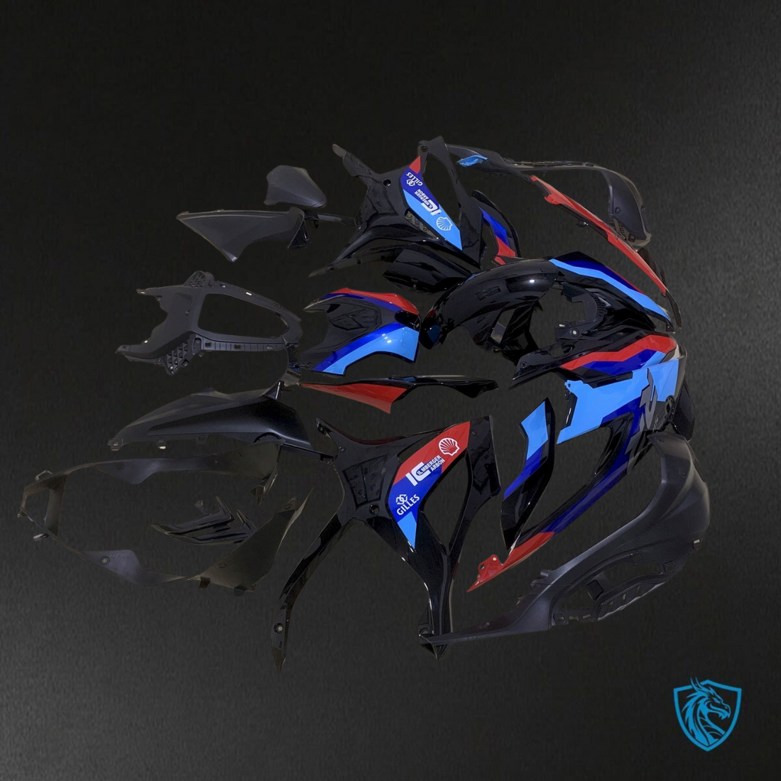 BMW S1000RR (2019-2020) Black, Blue & Red ABS Bodywork - Fairings Kit