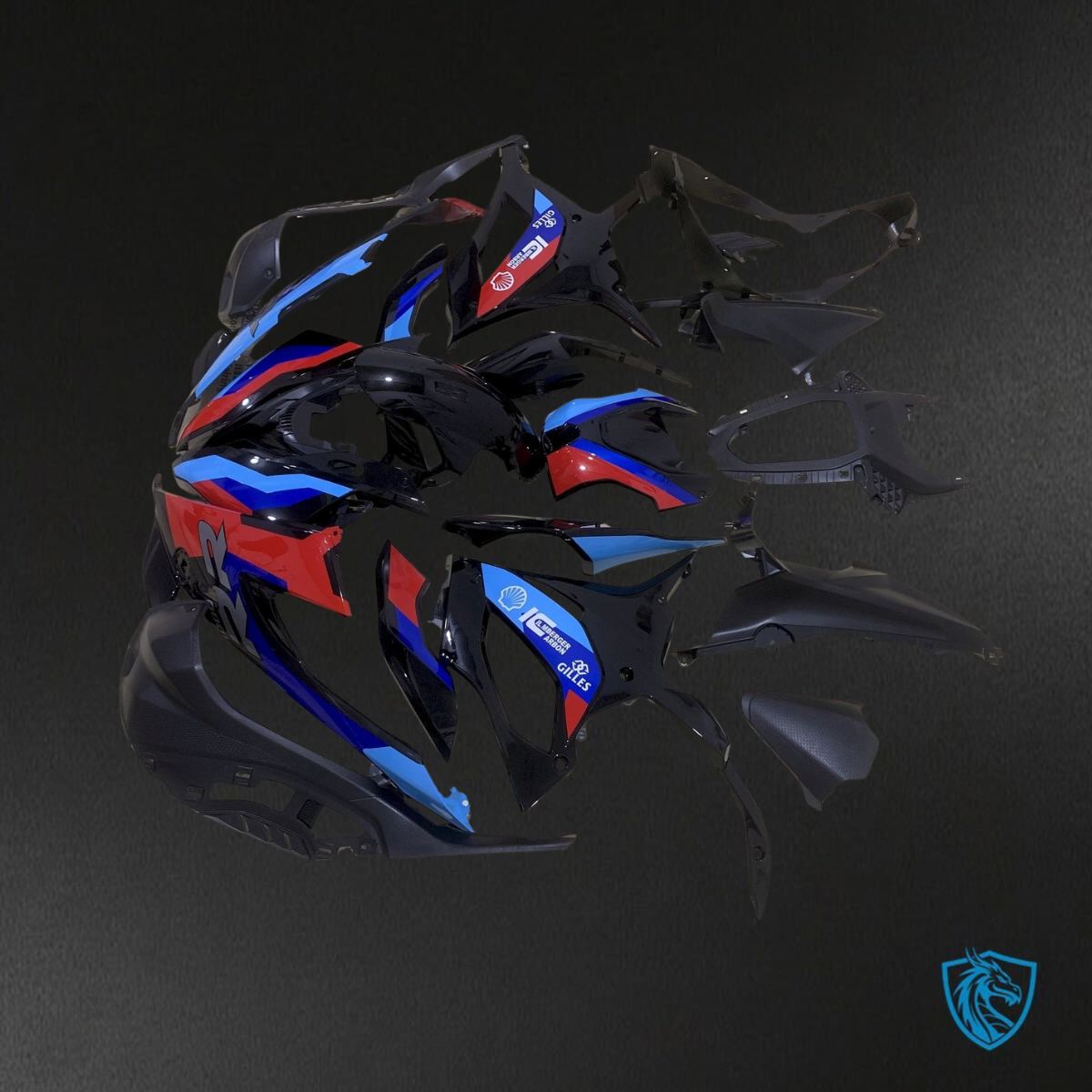 BMW S1000RR (2019-2020) Black, Blue & Red ABS Bodywork - Fairings Kit