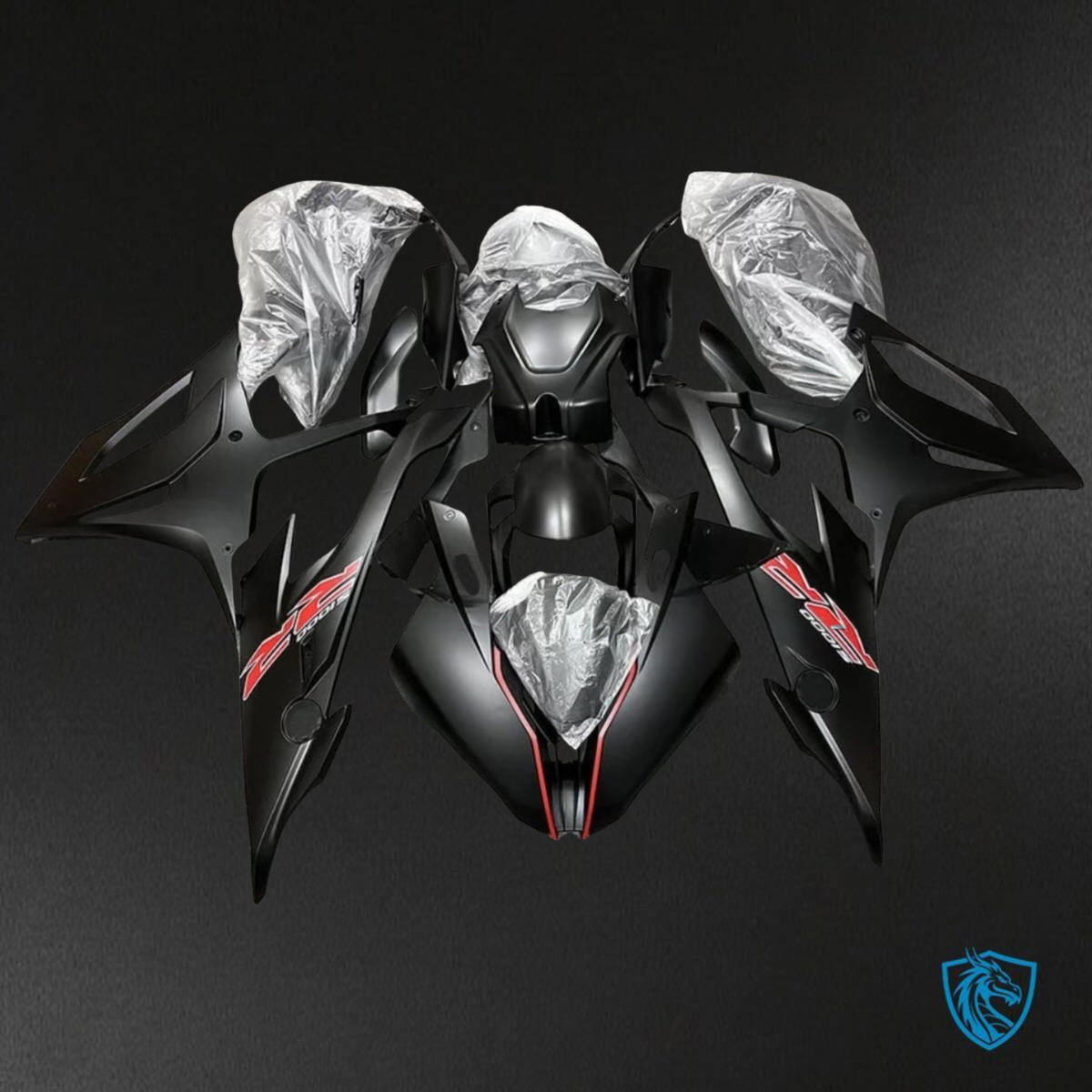BMW S1000RR (2019-2020) Matte Black & Red - Custom ABS Fairing Kit