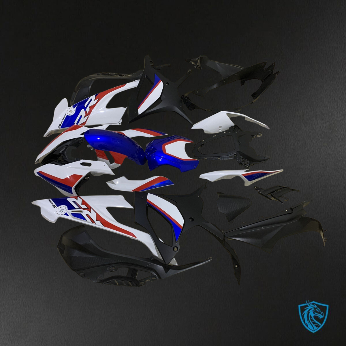 BMW S1000RR (2019-2020) White, Black, Blue & Red Fairings Kit - Aftermarket ABS Bodywork