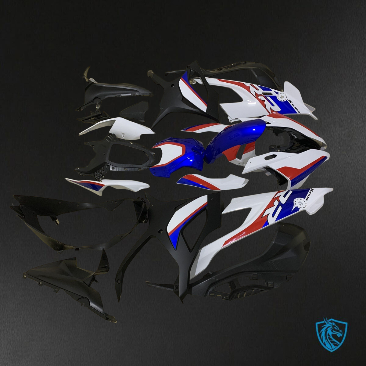 BMW S1000RR (2019-2020) White, Black, Blue & Red Fairings Kit - Aftermarket ABS Bodywork