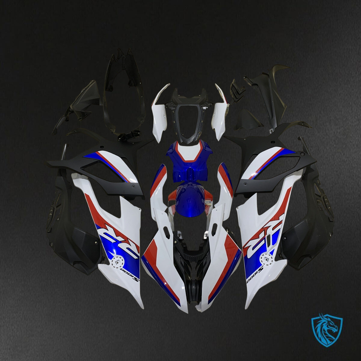 BMW S1000RR (2019-2020) White, Black, Blue & Red Fairings Kit - Aftermarket ABS Bodywork