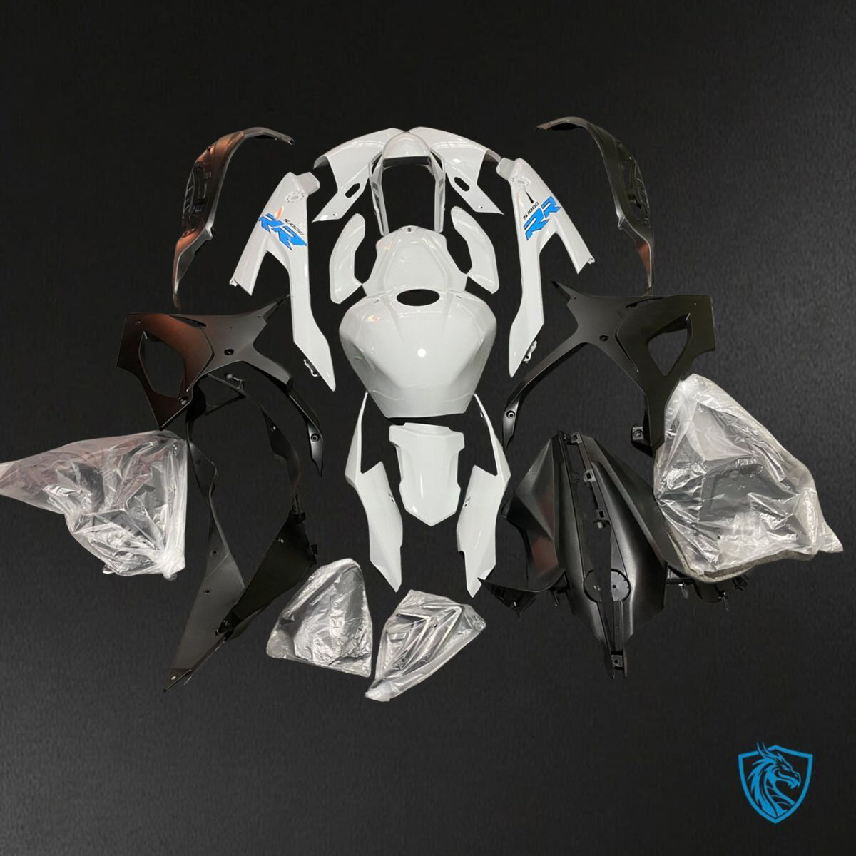 BMW S1000RR (2019-2020) White & Black - Custom ABS Fairing Kit