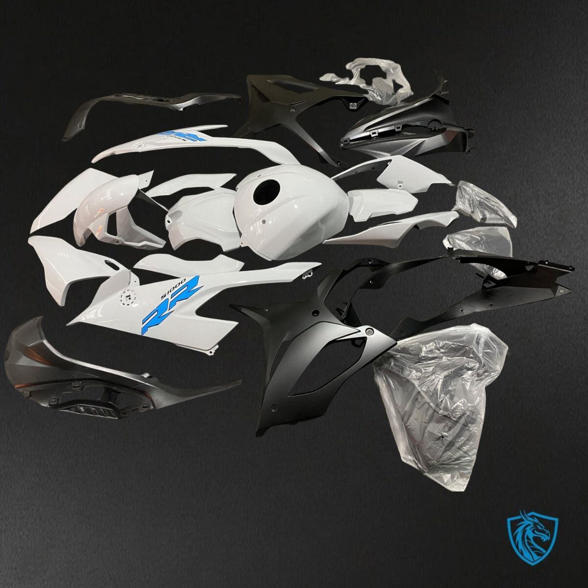 BMW S1000RR (2019-2020) White & Black - Custom ABS Fairing Kit