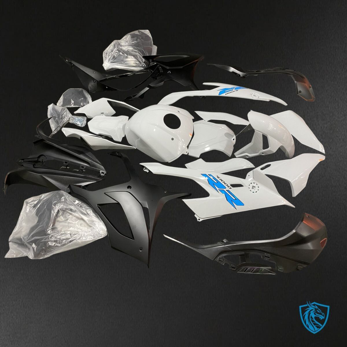 BMW S1000RR (2019-2020) White & Black - Custom ABS Fairing Kit