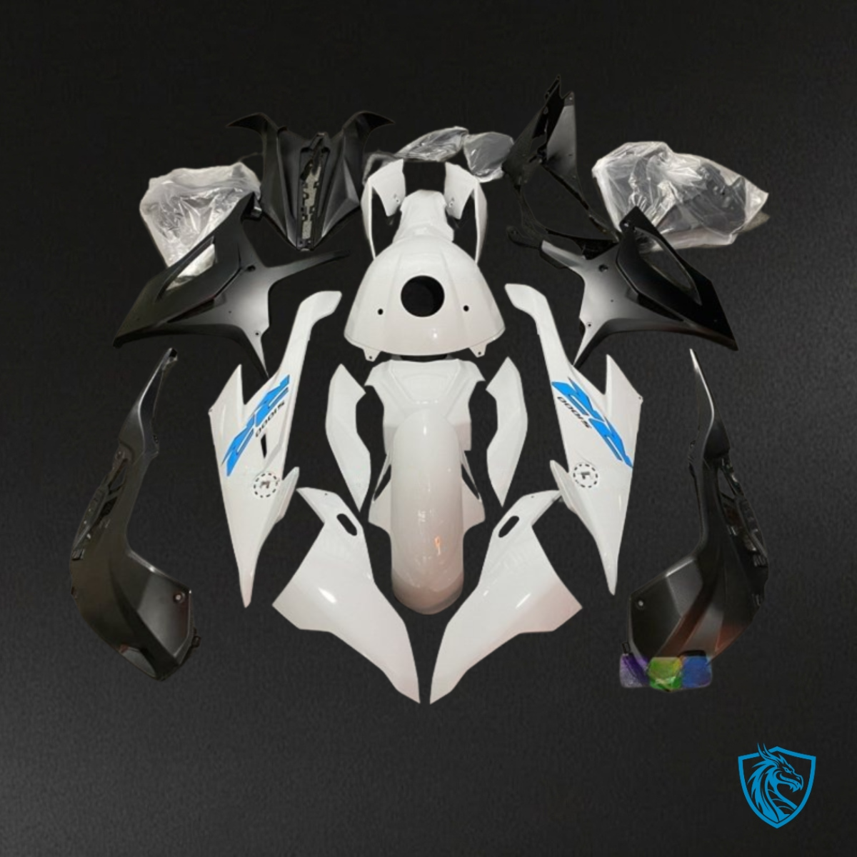 BMW S1000RR (2019-2020) White & Black - Custom ABS Fairing Kit