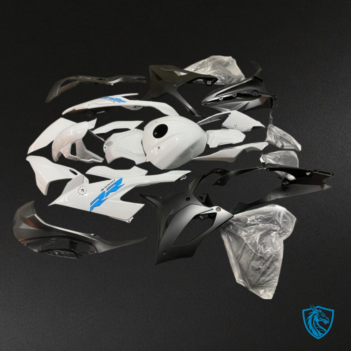 BMW S1000RR (2019-2020) White & Black - Custom ABS Fairing Kit