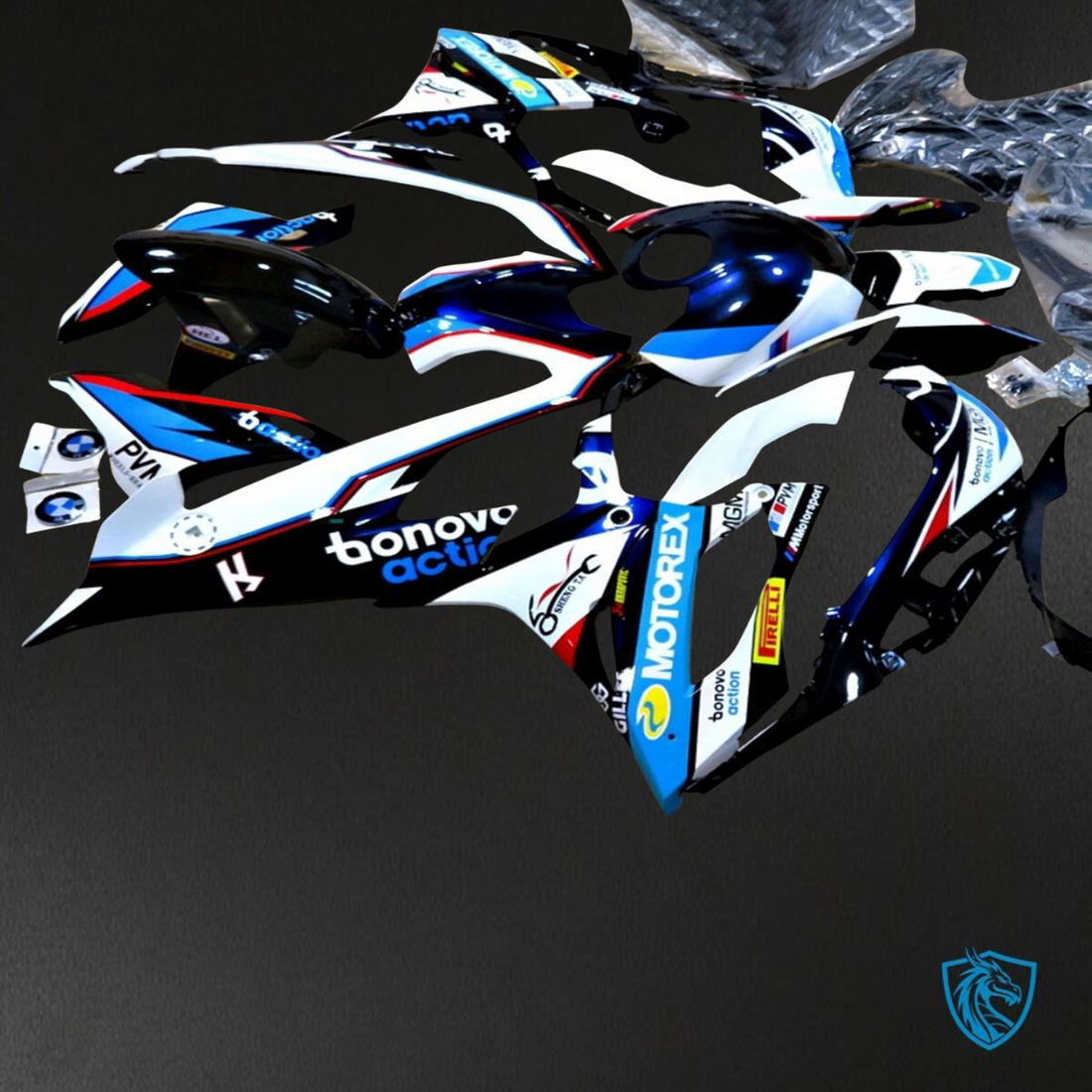 BMW S1000RR (2019-2020) White, Black & Blue ABS Bodywork - Fairings Kit