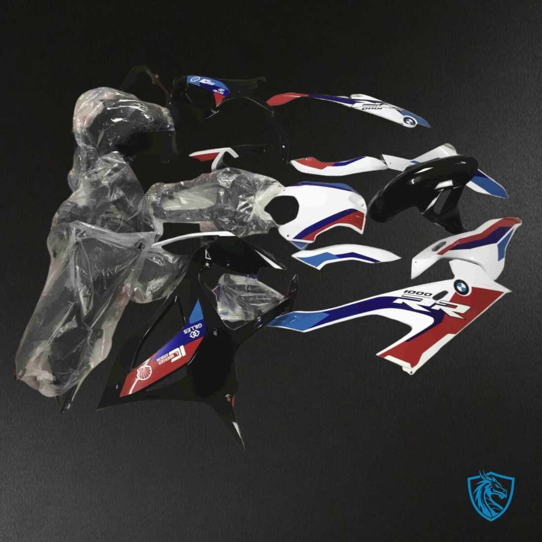 BMW S1000RR (2019-2020) White, Blue, Red & Black - Replacement Motorcycle Fairings Kit
