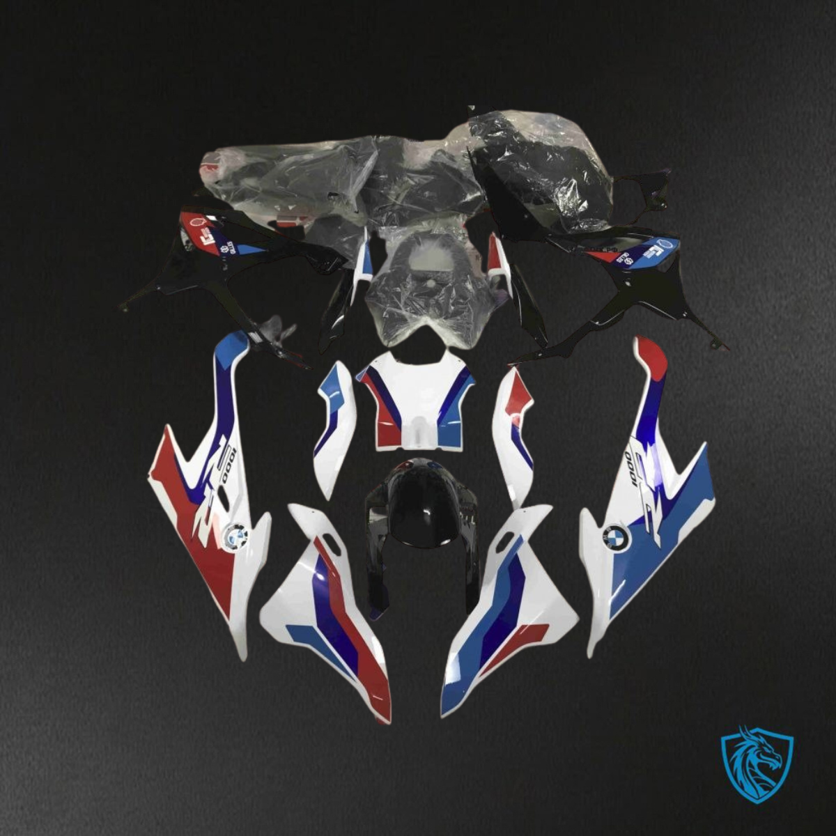 BMW S1000RR (2019-2020) White, Blue, Red & Black - Replacement Motorcycle Fairings Kit