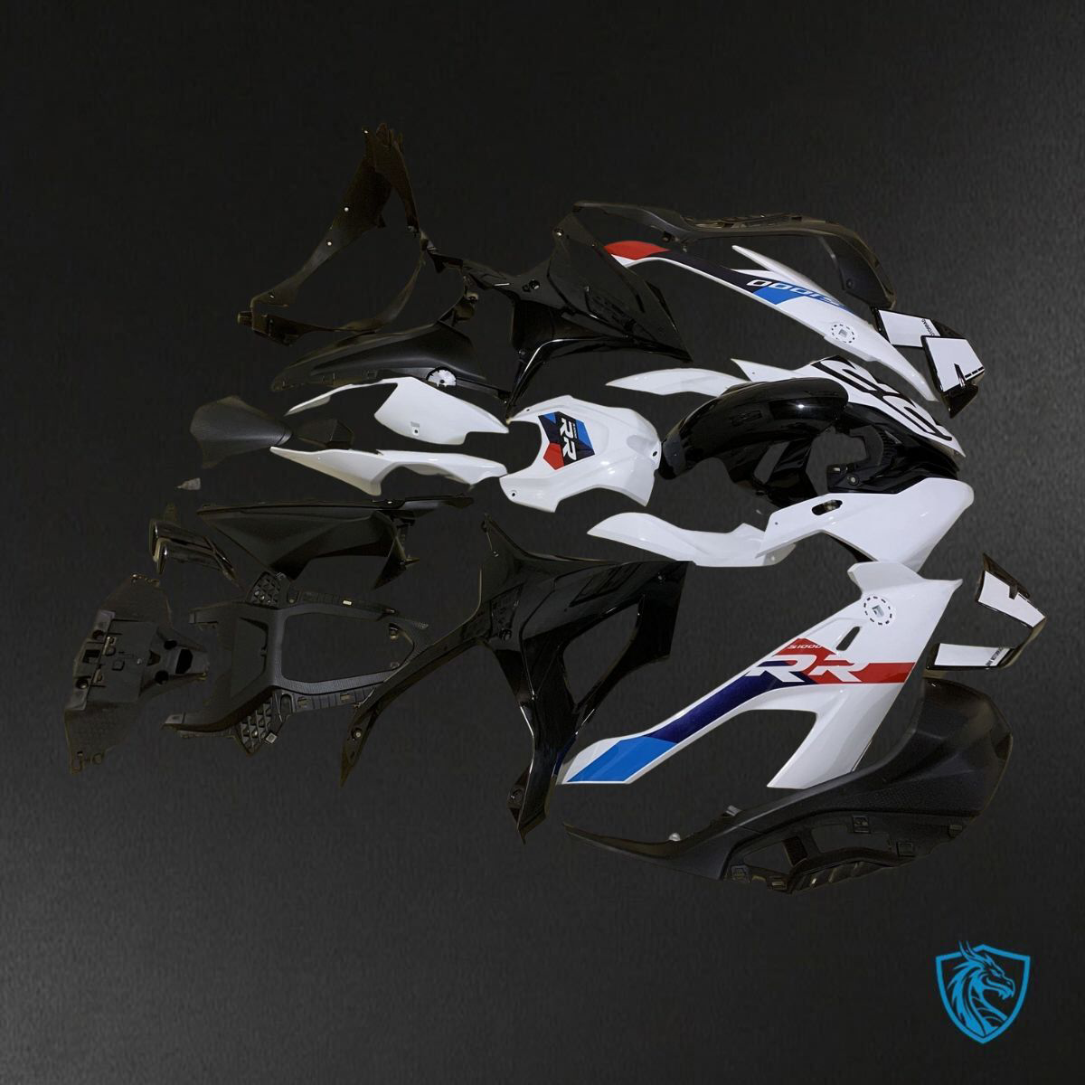 BMW S1000RR (2019-2020) White, Blue & Red Fairings Kit - Aftermarket ABS Bodywork