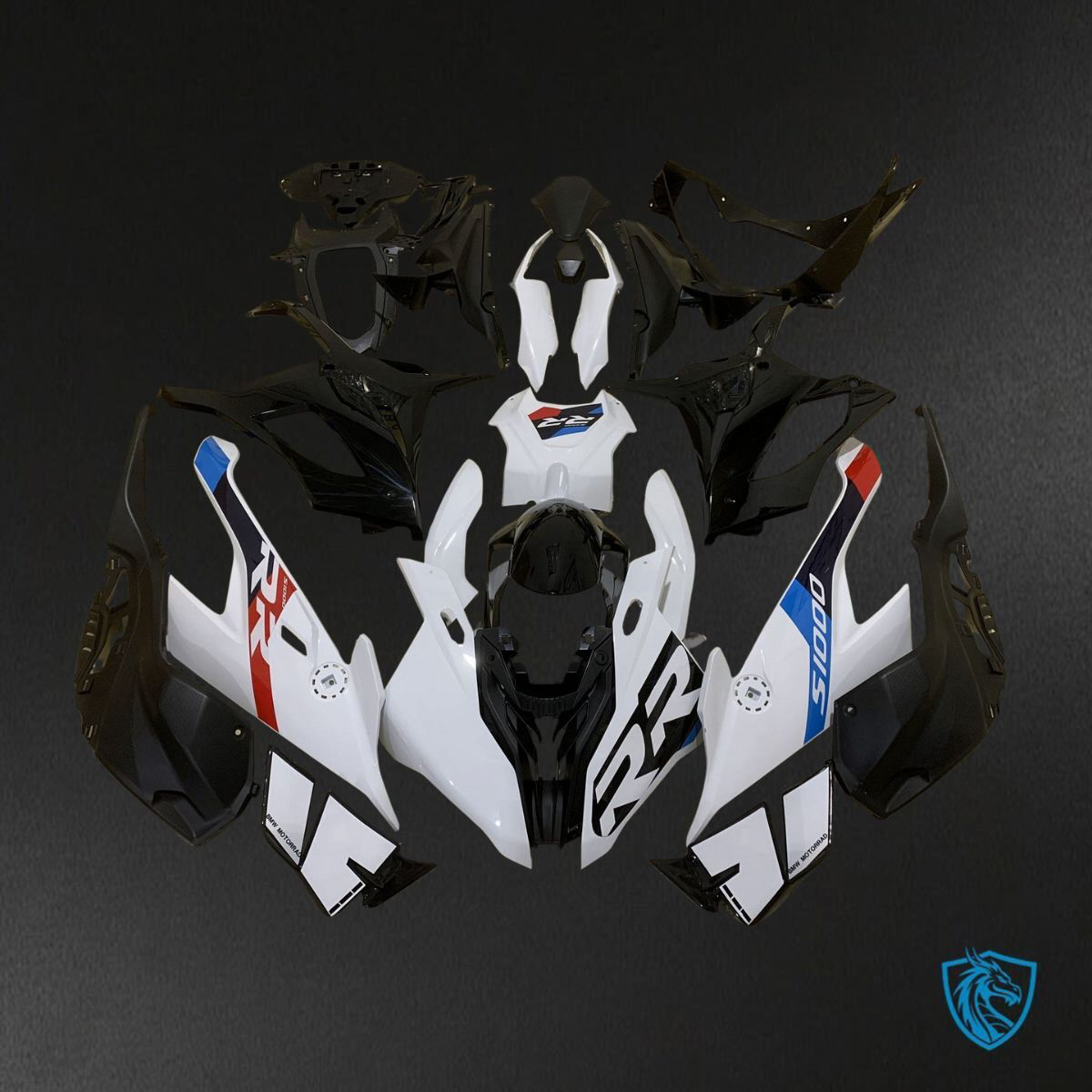 BMW S1000RR (2019-2020) White, Blue & Red Fairings Kit - Aftermarket ABS Bodywork