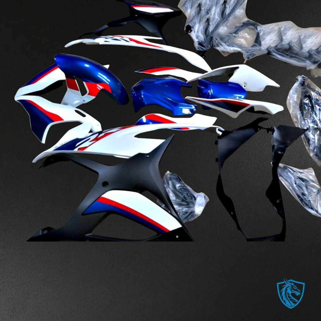 BMW S1000RR (2019-2020) White, Red, Blue & Black - Custom ABS Fairing Kit
