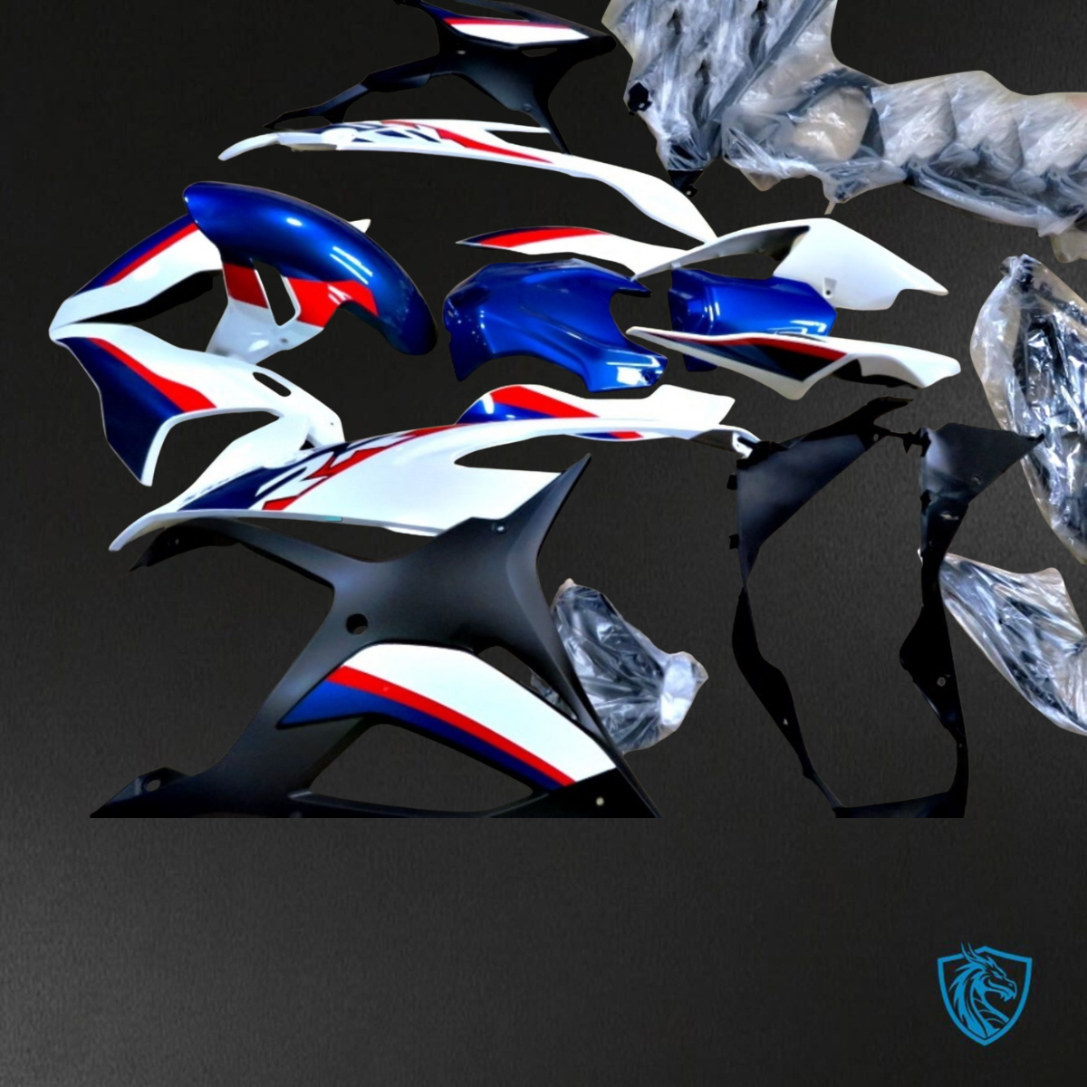 BMW S1000RR (2019-2020) White, Red, Blue & Black - Custom ABS Fairing Kit