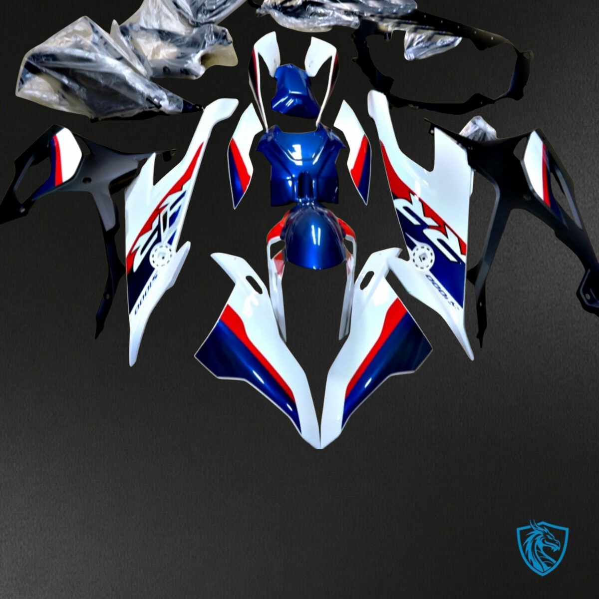 BMW S1000RR (2019-2020) White, Red, Blue & Black - Custom ABS Fairing Kit