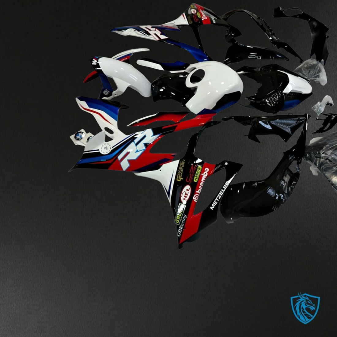 BMW S1000RR (2019-2020) White, Red, Blue & Black ABS Bodywork - Fairings Kit