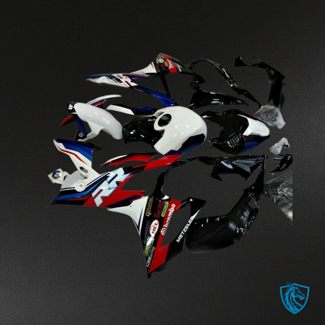 BMW S1000RR (2019-2020) White, Red, Blue & Black Fairing Kit - Aftermarket ABS Bodywork