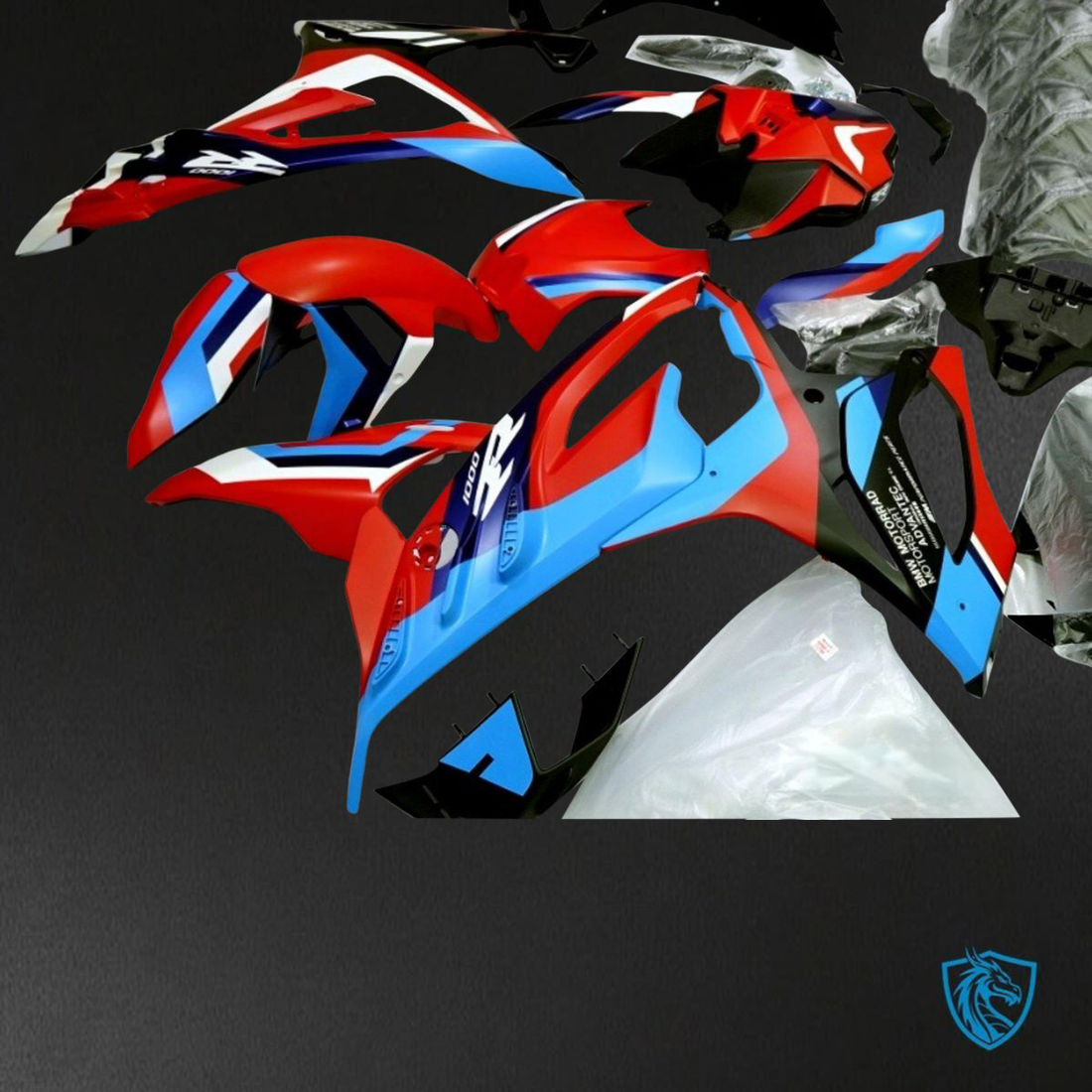 BMW S1000RR (2019-2020) Matte Red & Blue - Custom ABS Fairing Kit