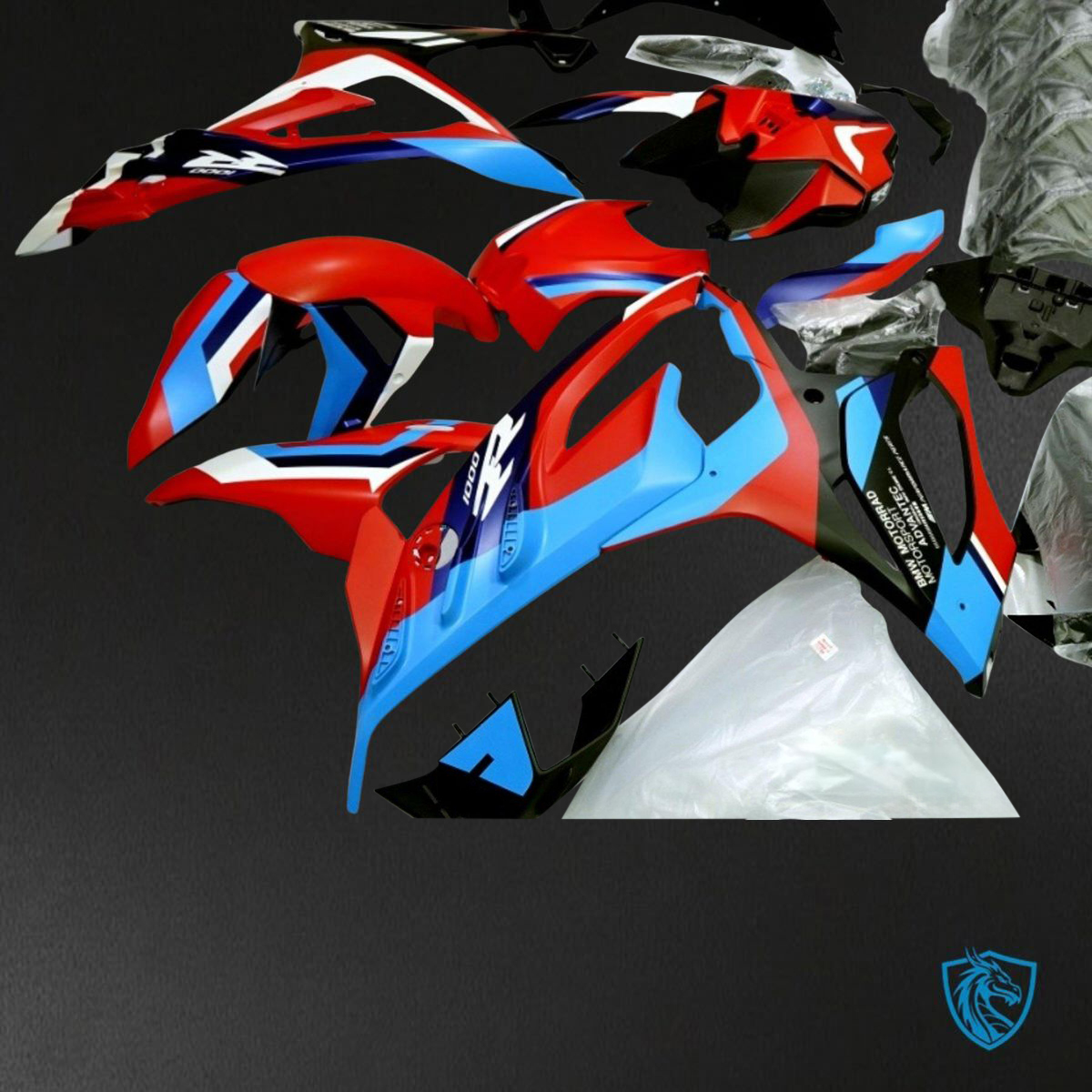BMW S1000RR (2019-2020) Matte Red & Blue - Custom ABS Fairing Kit