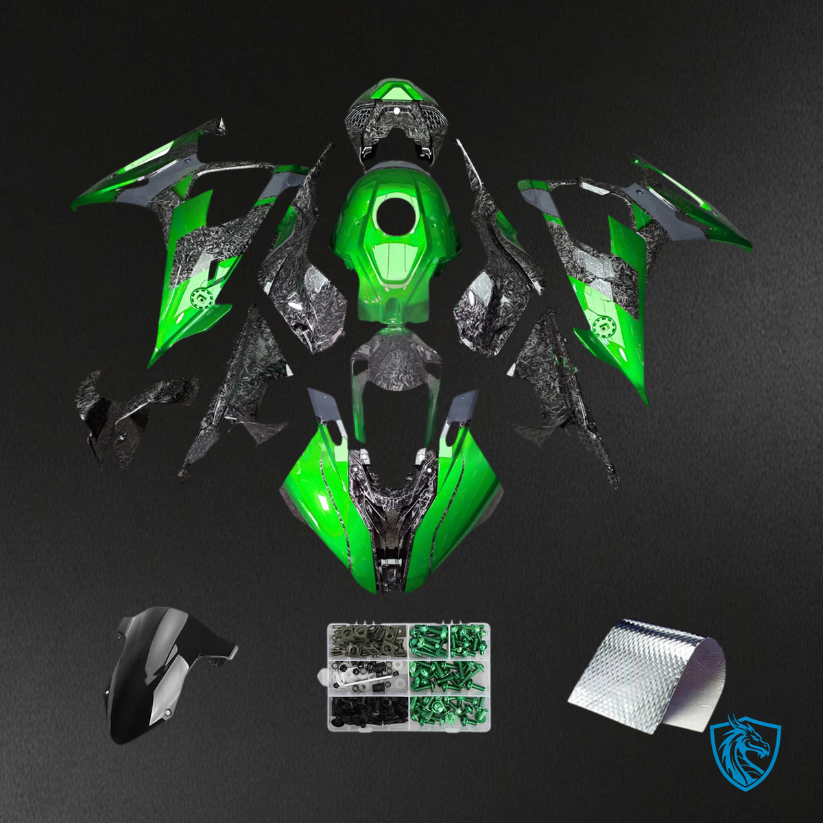 BMW S1000RR (2019-2022) Fairing Kit - Carbon Fiber Green - ABS Bodywork