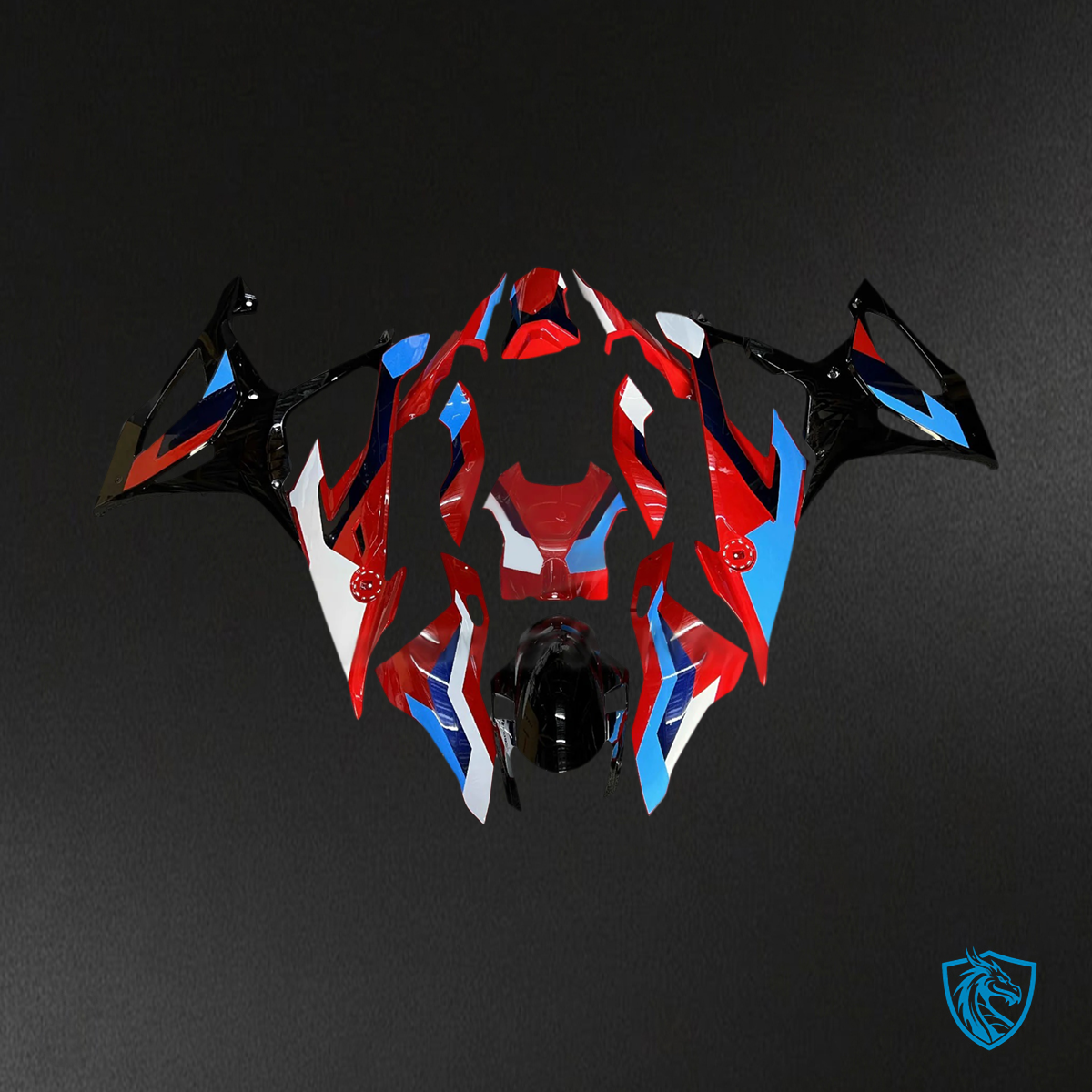 BMW S1000RR (2019-2022) Fairing Kit - Gloss Black Red, Blue, and White - ABS Bodywork