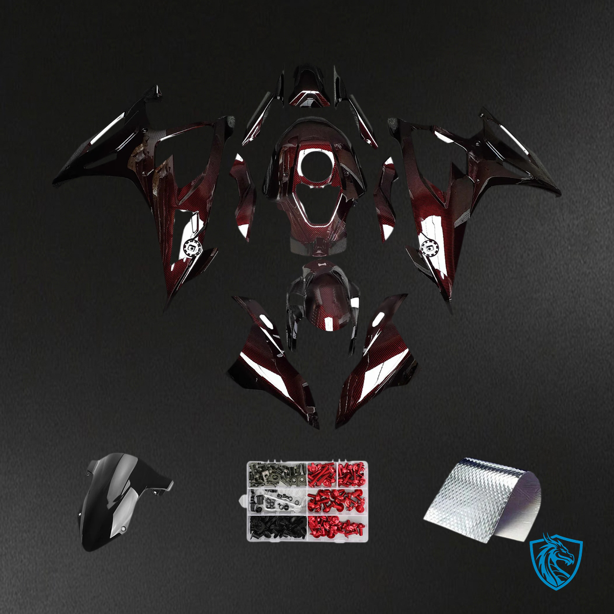 BMW S1000RR (2019-2022) Red Carbon Fiber Pattern - Fairing Kit
