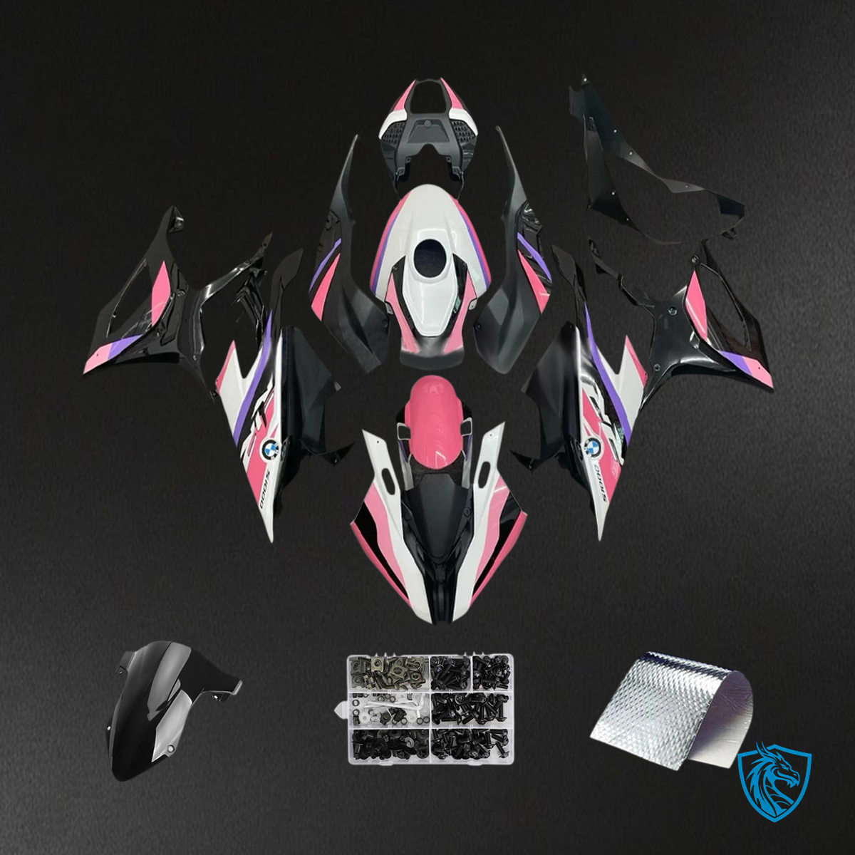 BMW S1000RR (2019-2022) Black White Pink & Purple - Fairing Kit