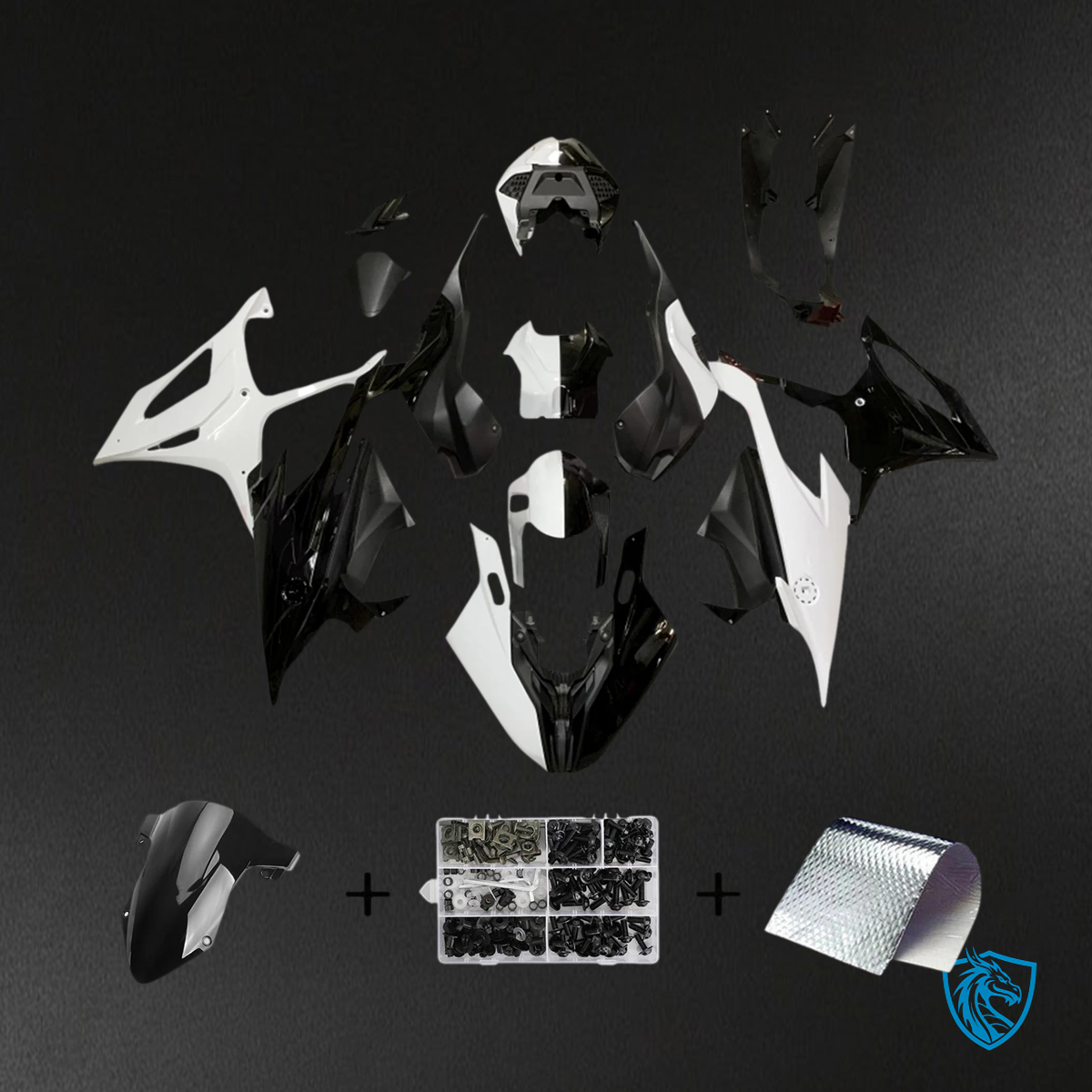 BMW S1000RR (2019-2022) White and Black - Fairing Set