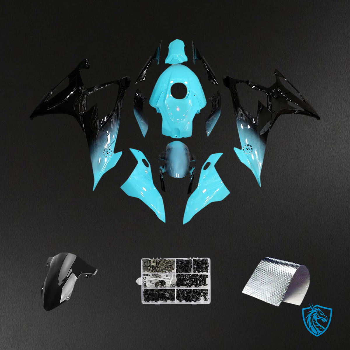 BMW S1000RR (2019-2022) Light Blue and Black - Fairing Kit