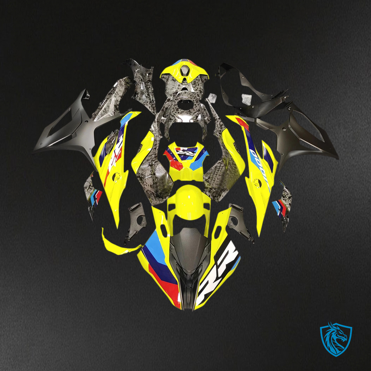 BMW S1000RR (2023-2024) Carbon Fiber Black and Yellow - Fairing Kit
