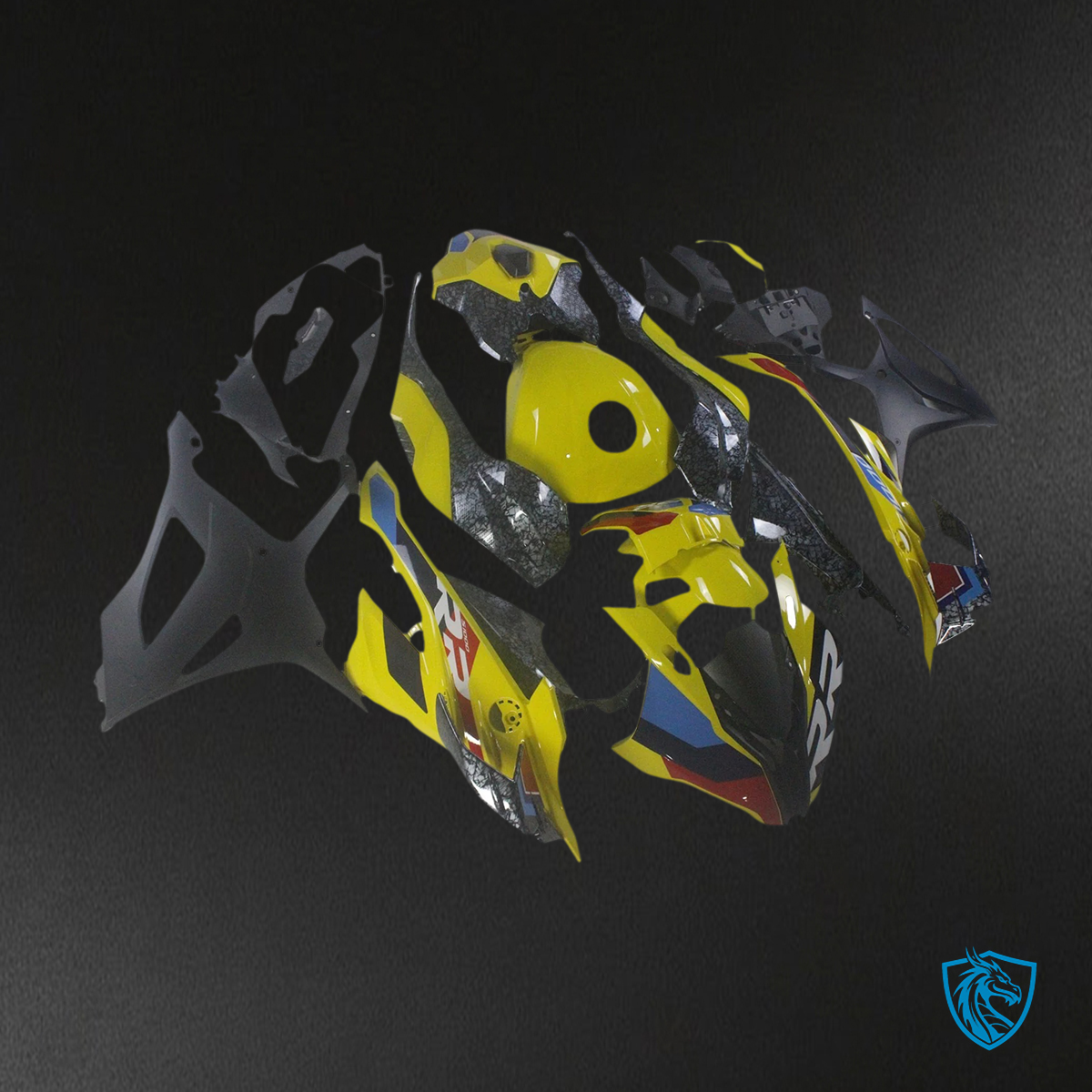 BMW S1000RR (2023-2024) Carbon Fiber Black and Yellow - Fairing Kit