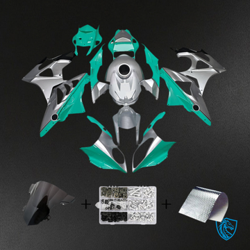 BMW S1000RR 2015-2016 Gloss Teal, Silver and Black ABS Fairing Kit - Main View