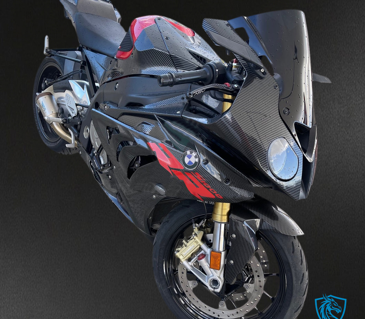 BMW S1000RR (2015-2016) Fairing Kit - Carbon Fiber Black with Red accents - ABS Bodywork