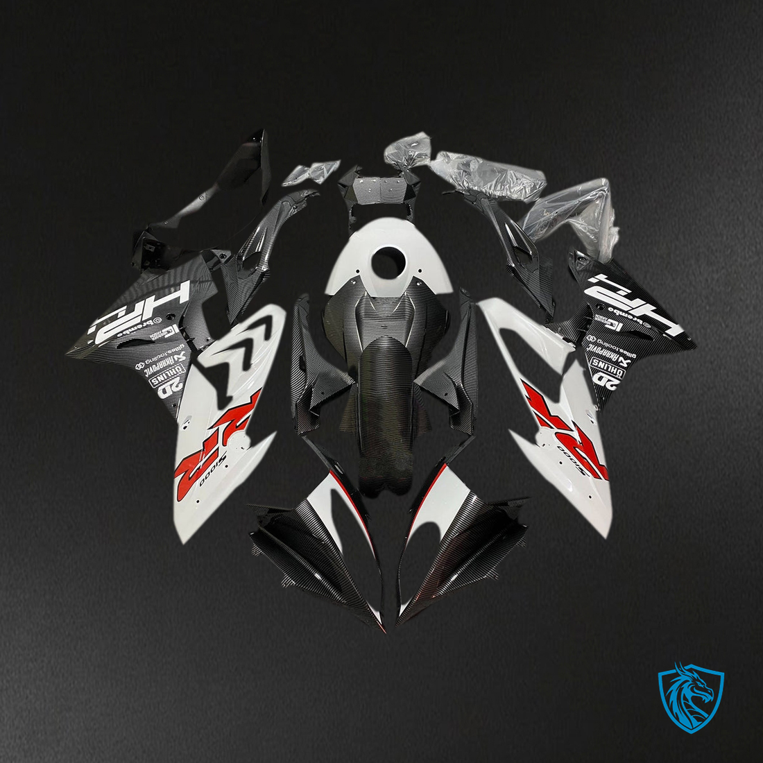 BMW S1000RR(2015-2016 ) Fairing Kit - Glossy White and Carbon Fiber Pattern - ABS Bodywork