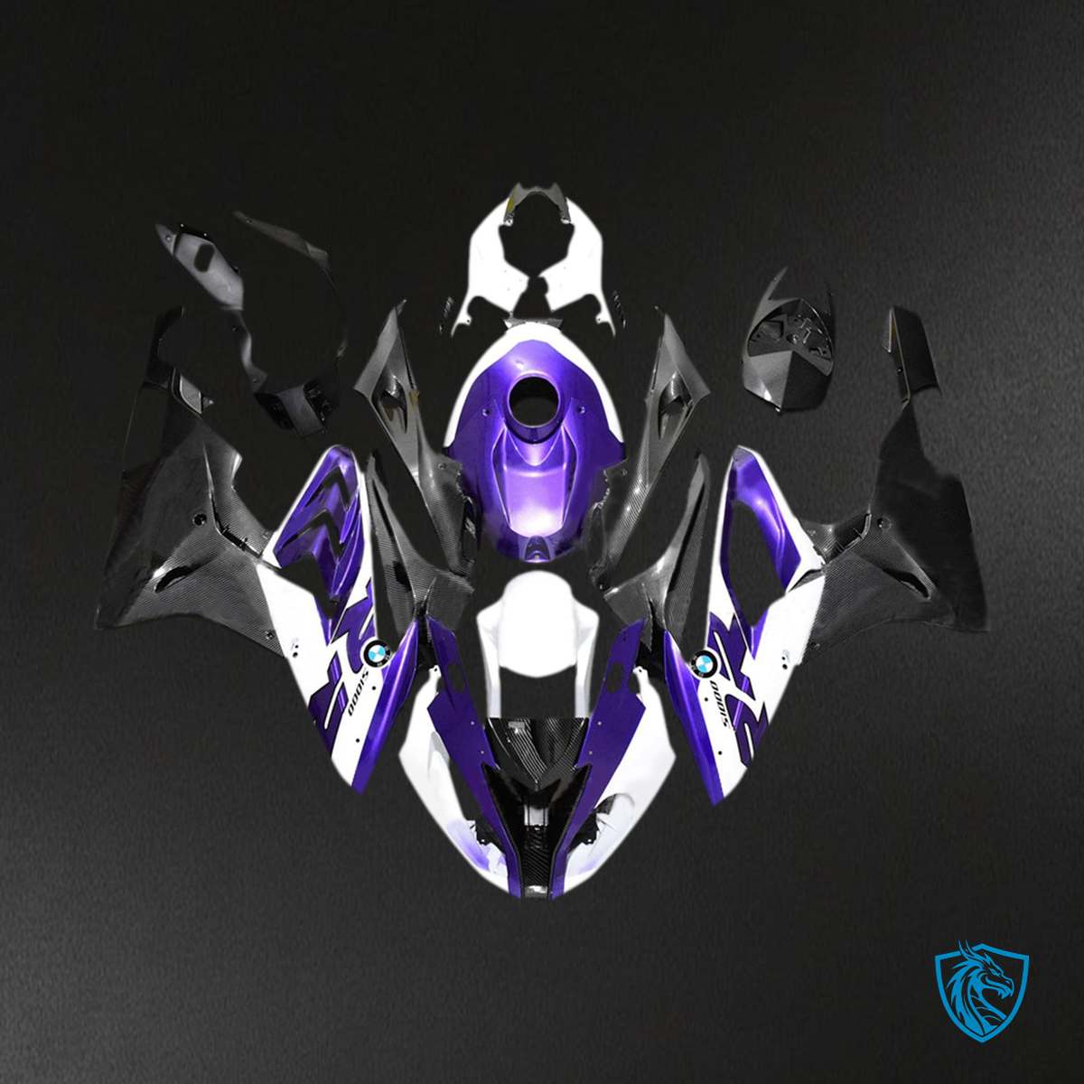BMW S1000RR 2015-2016 White, Purple and Black ABS Fairing Kit - Alternate View