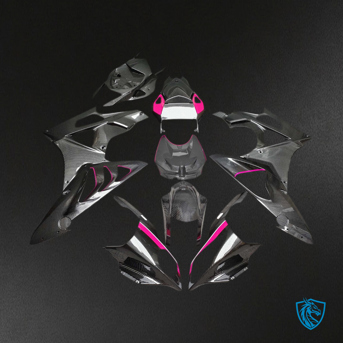 BMW S1000RR (2015-2016) Fairing Kit - Gloss Carbon Fiber Style With Pink ABS Bodywork