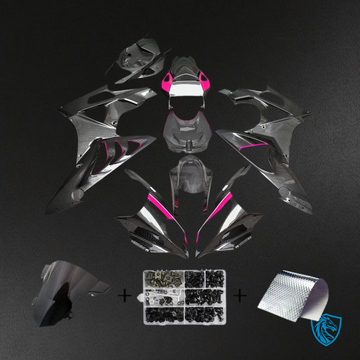 BMW S1000RR (2015-2016) Fairing Kit - Gloss Carbon Fiber Style With Pink ABS Bodywork