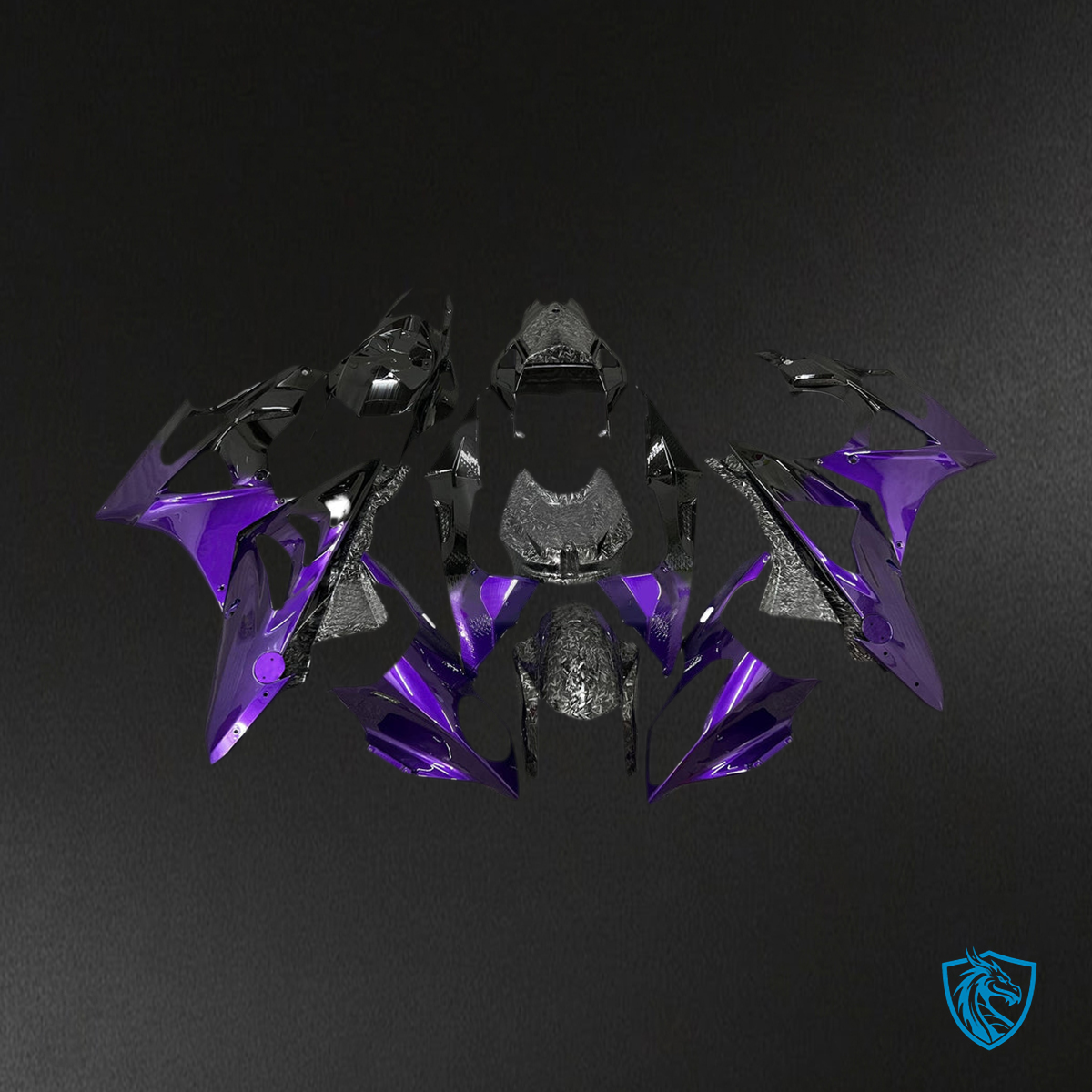 BMW S1000RR 2015-2016 Forged Carbon Fiber and Glossy Purple ABS Fairing Kit - Alternate View